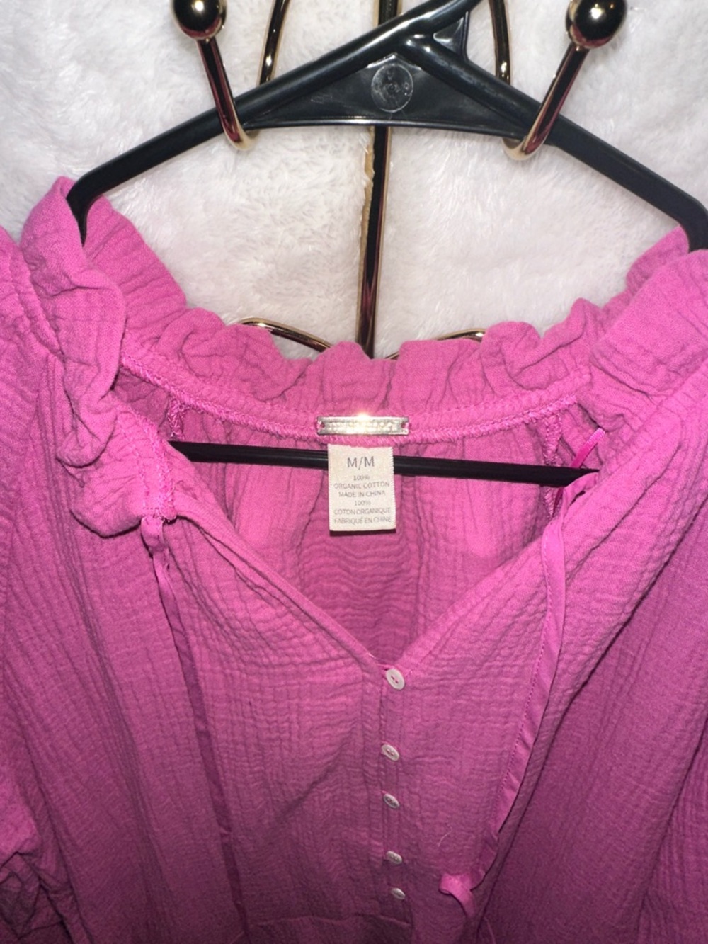 Magaschoni Raspberry Pink Peasant Tunic - Picture 2 of 6